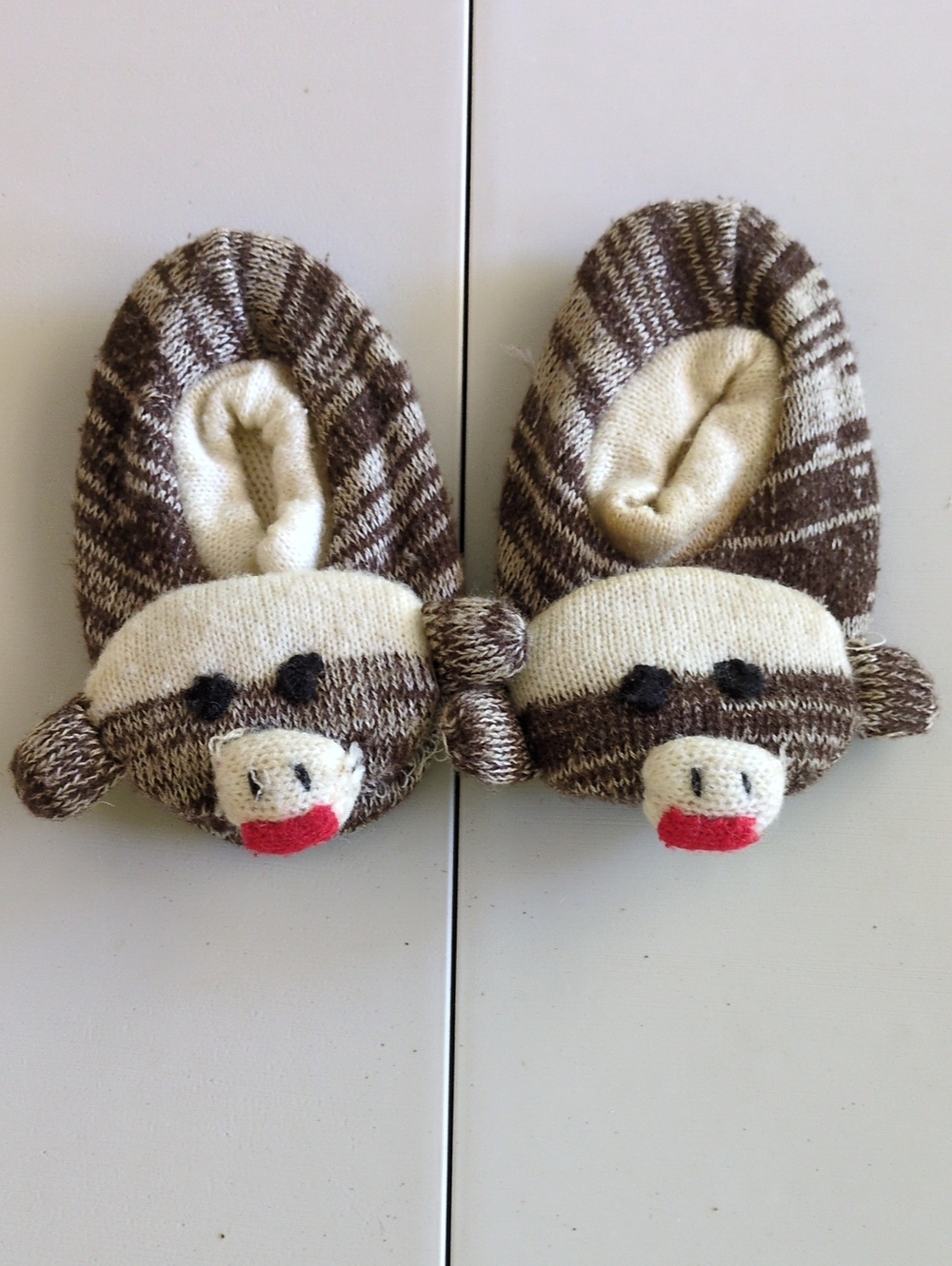 Kids Brown & Cream Monkey Slipper Socks